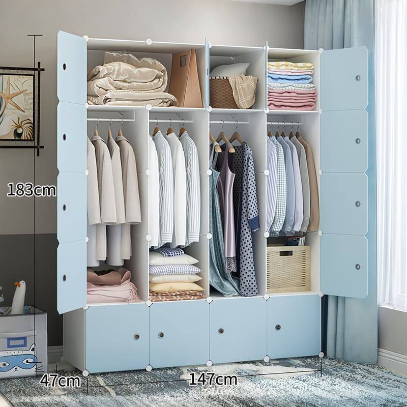 Large Blue Modular flexible Plastic Wardrobe