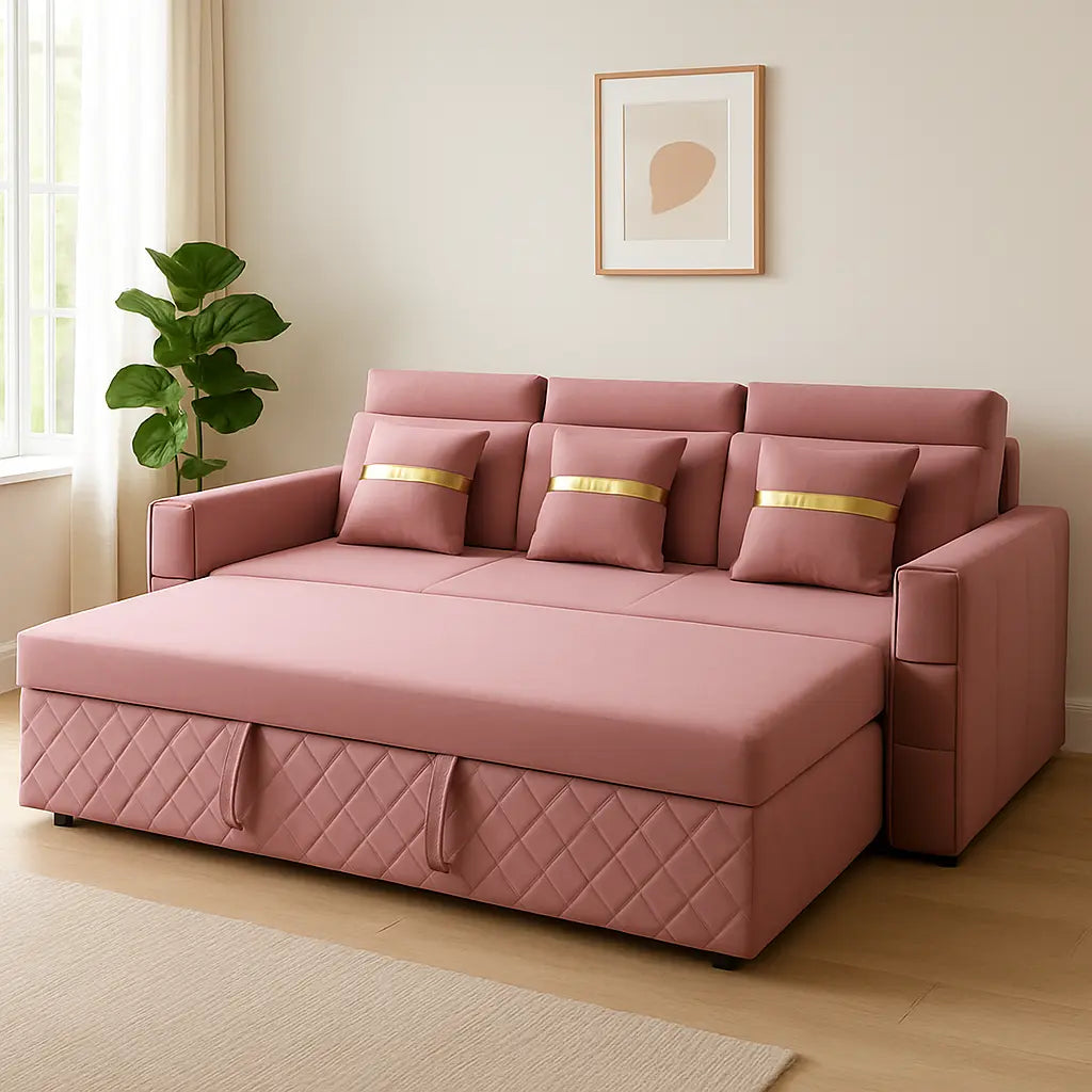 premium SofaCumBed 5*7ft pink