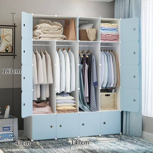 Large Blue Modular flexible Plastic Wardrobe