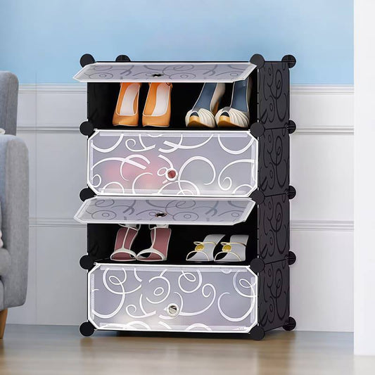 4-Layer Flip flexible Plastic Shoe Organizer