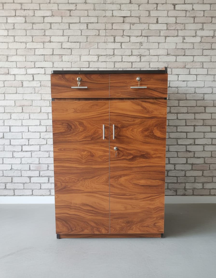2-Door Wardrobe with Double Drawers & Multi-Shelf Storage | 48×30×16 inch | Particle Board
