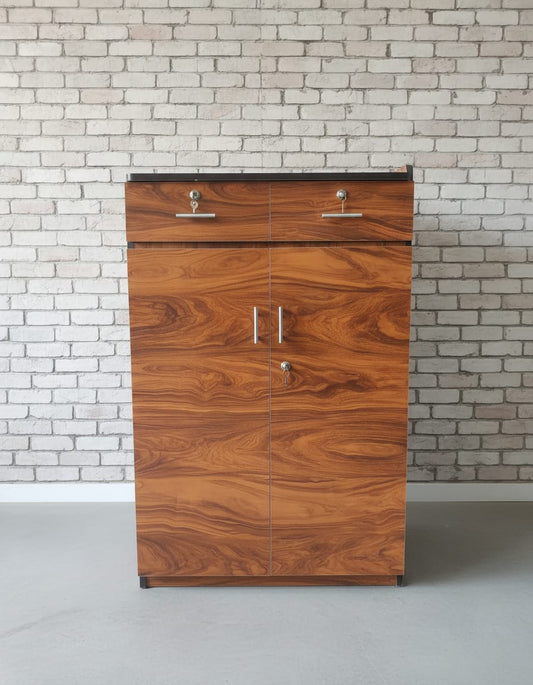 2-Door Wardrobe with Double Drawers & Multi-Shelf Storage | 48×30×16 inch | Particle Board