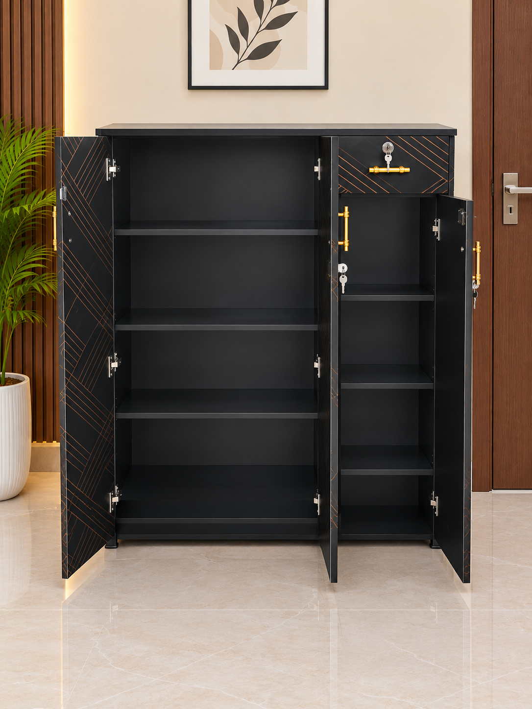 3 Door Shoe Rack with Drawer – Premium Particle Board